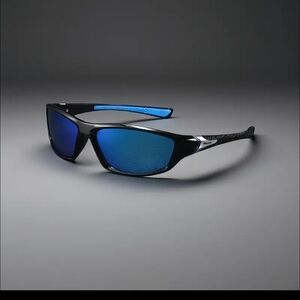 Men's Black and Blue Polarized Sunglasses